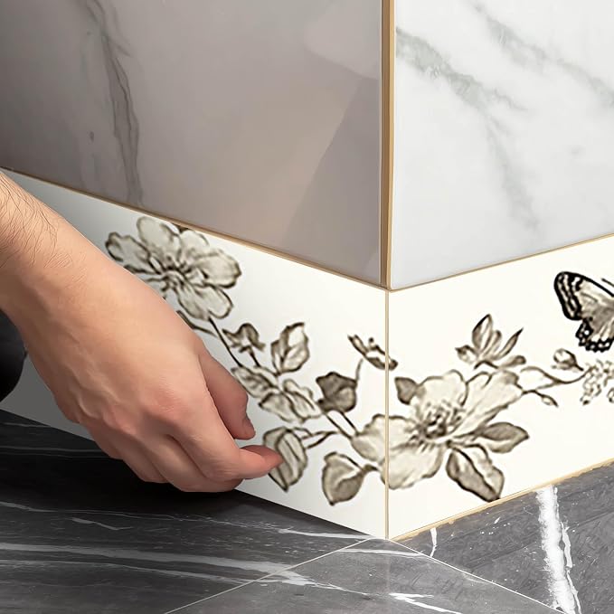 IVN Wallpaper Border Peel and Stick PVC Vintage Butterfly and Floral Design - Image 5