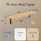 DINZI LVJ Long Wall Shelves, 31.5 Inch Wall Mounted Shelves Set of 2, - Image 3