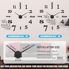 Junkin 3D Large Frameless DIY Wall Clock Modern Decor Family Quote Wall - Image 5