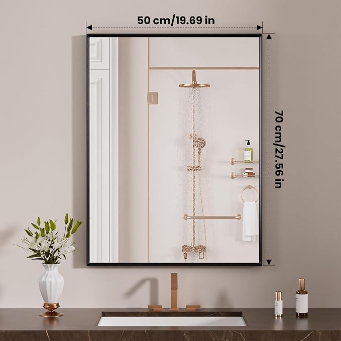 LOAAO Black Bathroom Mirror 20"X28" - Image 8