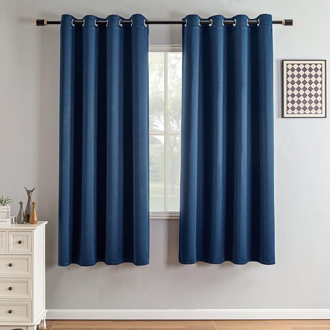 IGEMAEVE Navy Blue Blackout Curtains 72 Inch Length 2 Panels Set, Grommet by IGEMAEVE