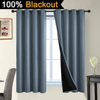 Yakamok 100% Blackout Lined Panels, Room Darkening Thermal Insulated Blackout - Image 2