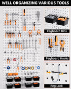 INCLY 158PCS Metal Pegboard Wall Organizer, 48x24 Inch White Pegboard Panels - Image 5