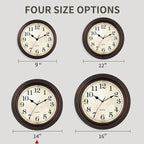 Wall Clock, Bronze Silent Non Ticking Battery Operated Clocks, Decorative - Image 2