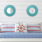 Honiway Beach Wall Decor Mirror 2 Pack 12 inch Wood Coastal Wall Decor Sunburst - Image 8