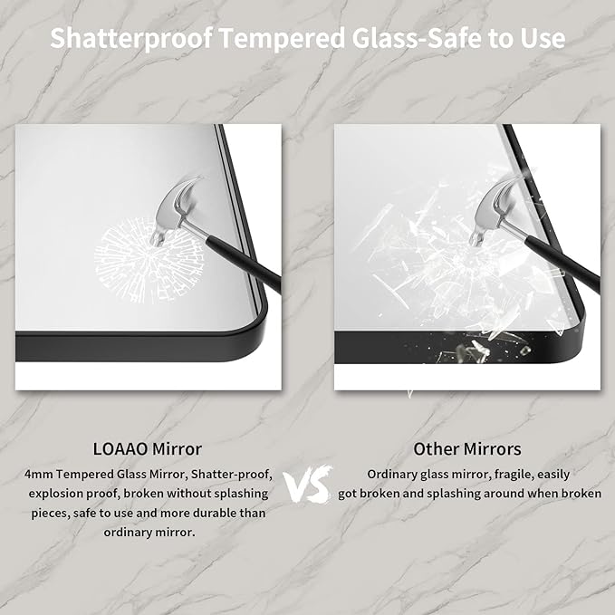 LOAAO Black Metal Framed Bathroom Mirror - Image 7