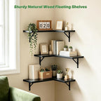 NATURE'S SOURCE Corner Floating Shelves, Corner Shelf Wall Mounted, Shelves - Image 2