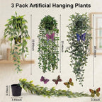 3 Pack Fake Plants with 6 Butterflies - Image 2
