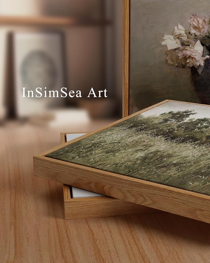 InSimSea Framed Canvas Wall Art, Countryside Field Modern Farmhouse Decor - Image 2
