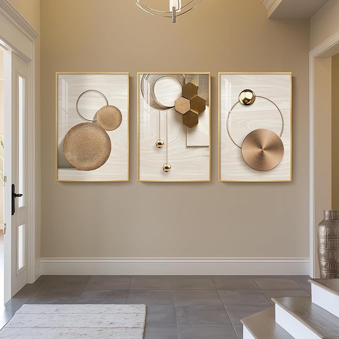 Large Framed Modern Luxury Gold Wall Art - Image 4