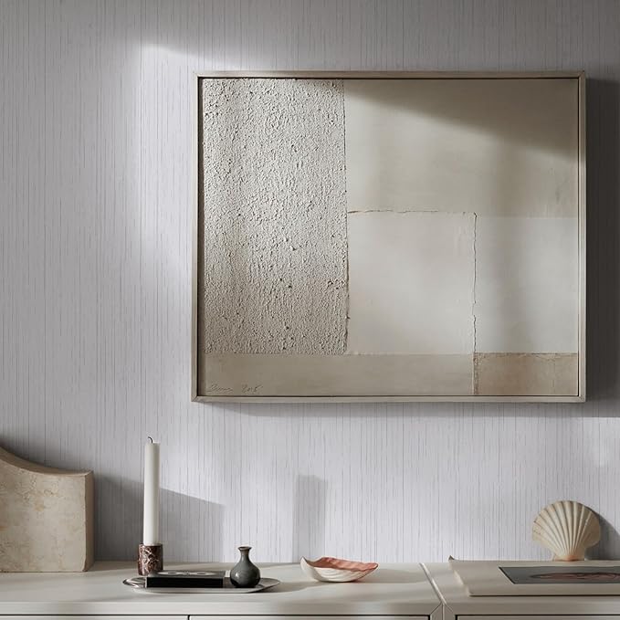 White Grasscloth Peel and Stick Wallpaper Texture Contact Paper A Set of 15.7" - Image 5