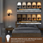 TRLIFE Wall Sconce Plug in, Remote Control Dimming 10-100% and Adjustable Color - Image 2