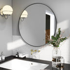 BEAUTYPEAK 24 Inch Round Mirror, Metal Frame Circle Mirror, Wall Mounted - Image 6