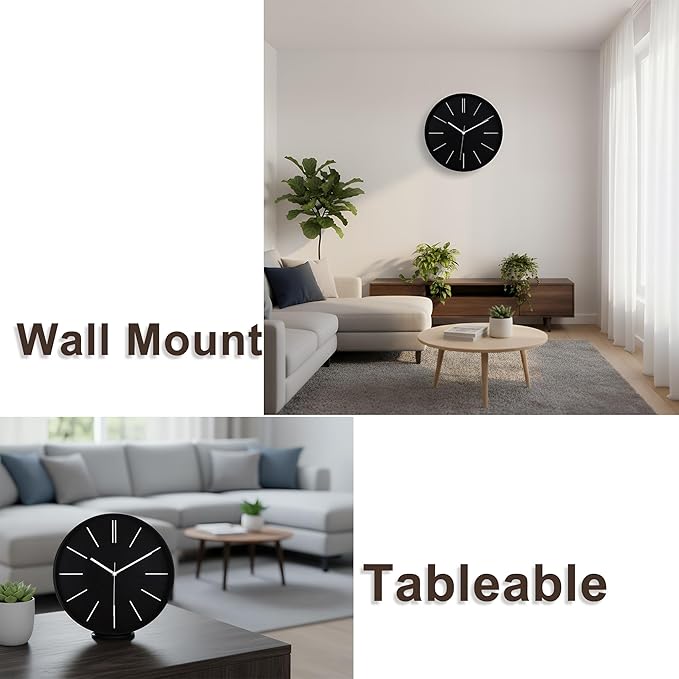 zyzamay Modern 12 Inch Round 3D Wall Clock, Silent Quartz Battery Operated - Image 2