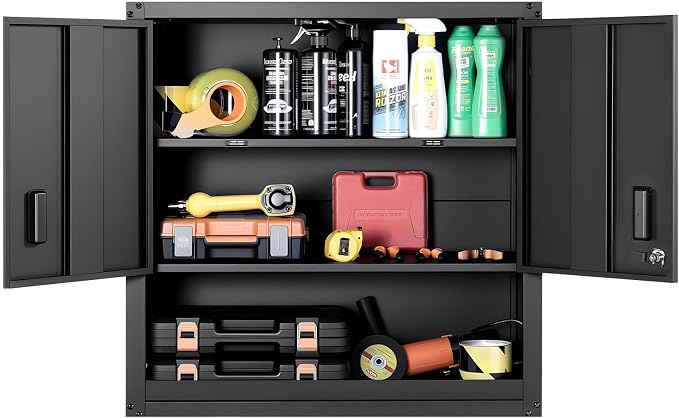 VEVOR Metal Wall Cabinet, 30W x 12.01D x 30H Inch, Steel Floating Hanging - Image 9
