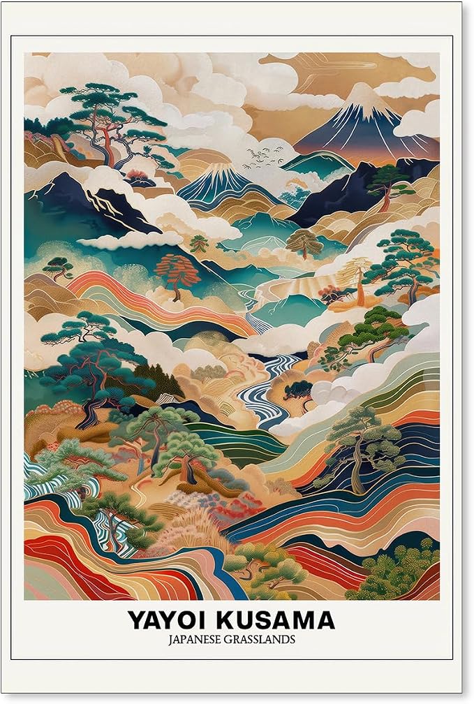 Vintage Yayoi Kusama Grasslands Posters Japanese Wall Art Yayoi Kusama Abstract by Unknown