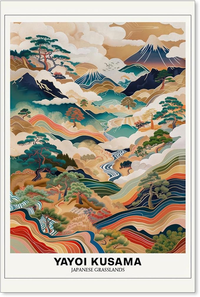 Vintage Yayoi Kusama Grasslands Posters Japanese Wall Art Yayoi Kusama Abstract by Unknown