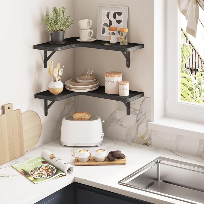 YGEOMER Corner Floating Shelves, Wall Mounted Corner Shelf - Image 5