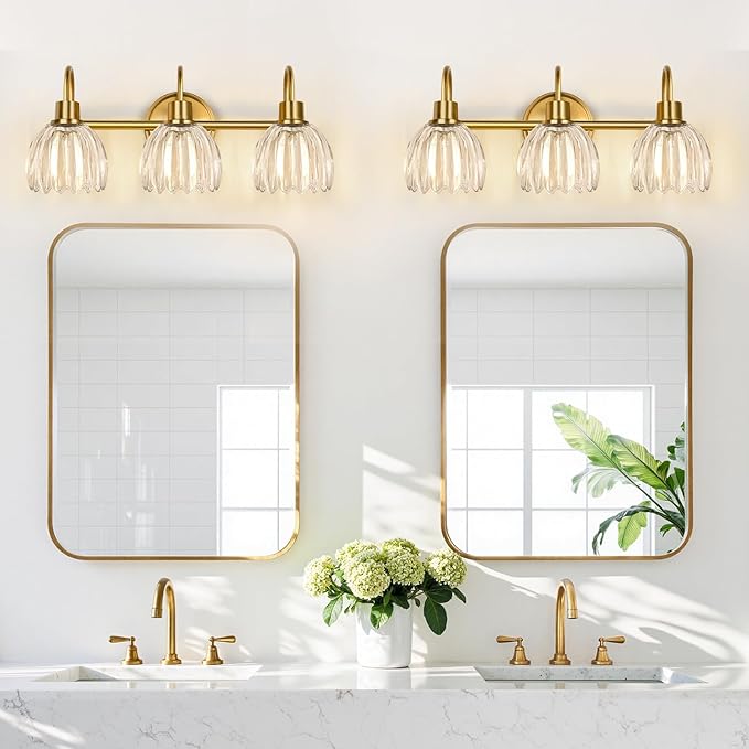 3-Light Bathroom Light Fixtures, Vintage Wall Vanity Lighting Fixtures Over - Image 7