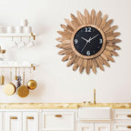 Honiway Large Wall Clock Battery Operated 21 in Rustic Wood Boho Sunburst - Image 8
