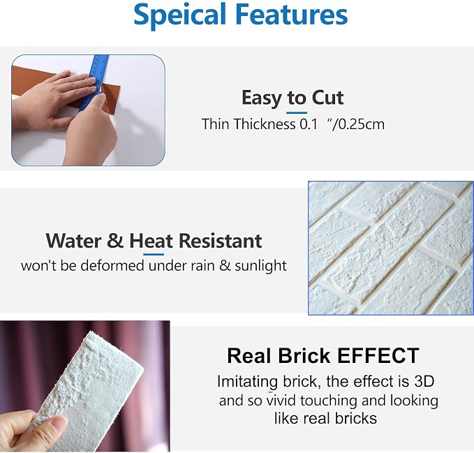 White Faux Brick Wall Tiles, 3D Thin Brick Veneers - Image 4