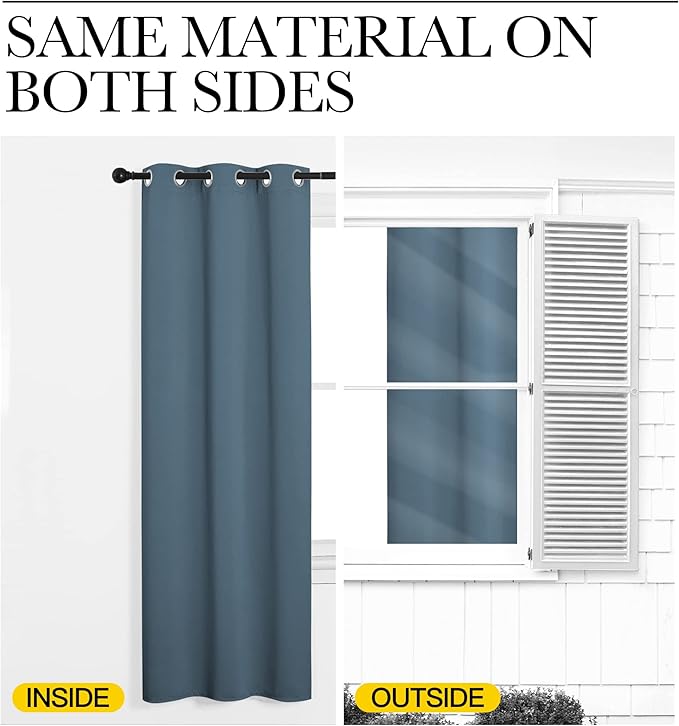 NICETOWN Smoky Blue Blackout Curtains 96 inches Length - Image 5