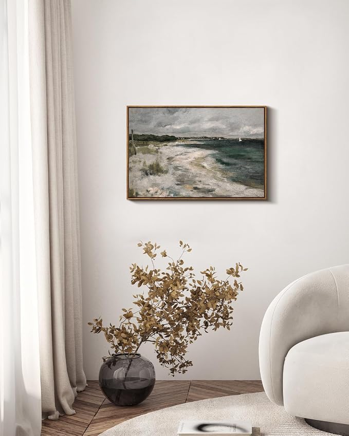 InSimSea Framed Canvas Wall Art Vintage Decor, Large Coastal Wall Art, Seaside - Image 3