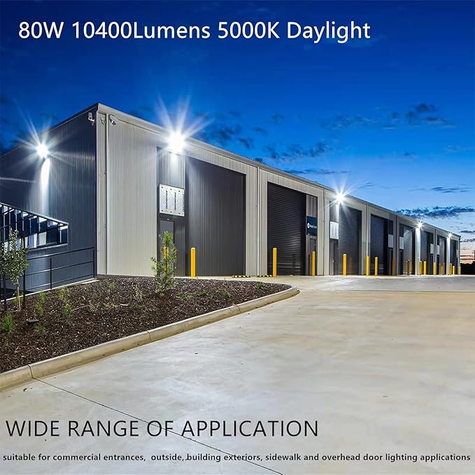 LED Wall Pack Light with Dusk to Dawn Photocell, 80W 10500LM 5000K Daylight - Image 2