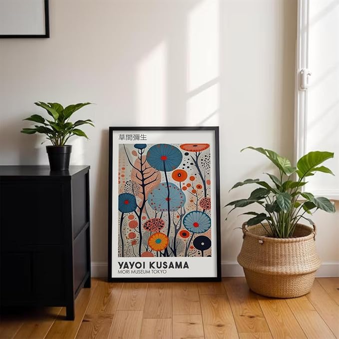 Yayoi Kusama Black Framed Wall Art 11x14in Vintage Japanese Painting Posters - Image 5