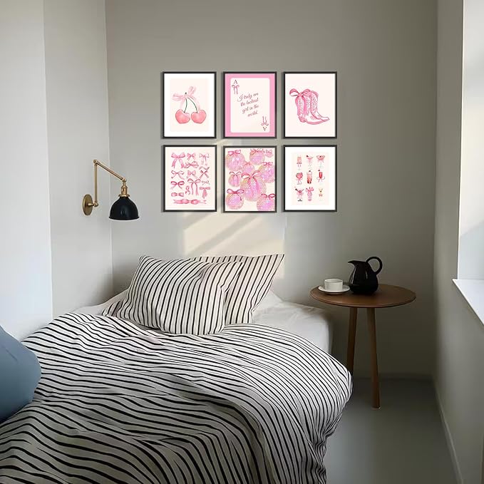 Uniro Coquette Room Decor Pink, Trendy Bows Wall Art Posters - Image 7