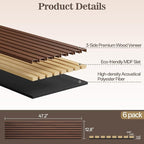 6 Pack Wood Panels for Wall, 47.24" x 12.79" Acoustic Wood Slat Wall Panel for - Image 2