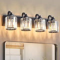 Black 4 Light Fixtures Bathroom Vanity Light Crystal Modern Vanity Over Mirror by AIXIALIN