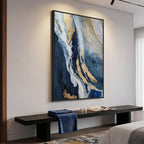 Extra Large Framed Blue Abstract Wall Art - Image 3