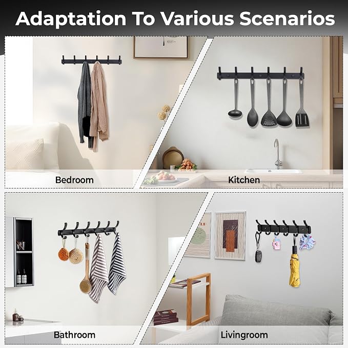 Dntorx Coat Rack Wall Mount, 2 Pack Coat Hooks Hanger Wall Double Hook Rack - Image 8