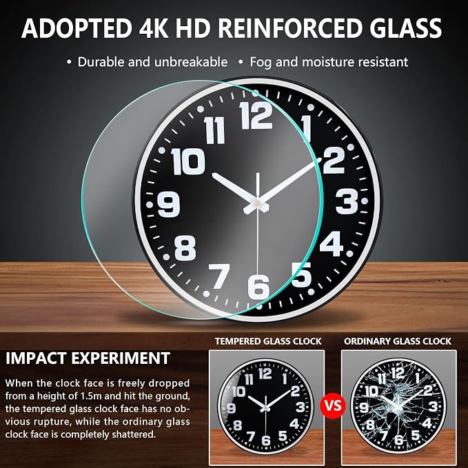 Modern Silent Wall Clock, 10inch Non-Ticking Analog Battery Operated Clock - Image 5