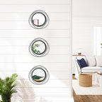 3 Set 9.5 Inch Black Circle Mirrors Wall Decor Iron Frame Wire Mirror Metal - Image 4