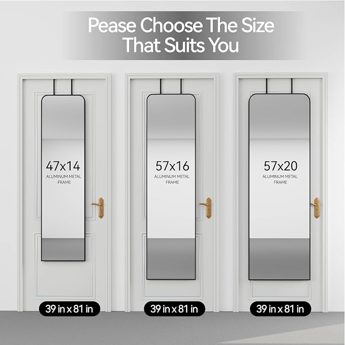 SCWF-GZ 57x20 Door Hanging Full Length Mirror, Floor or Wall Mounted Metal - Image 8