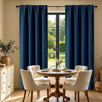 CUCRAF Navy Blue Blackout Curtains 90 inch Length 2 Panels Set, Rod Pocket Room - Image 7