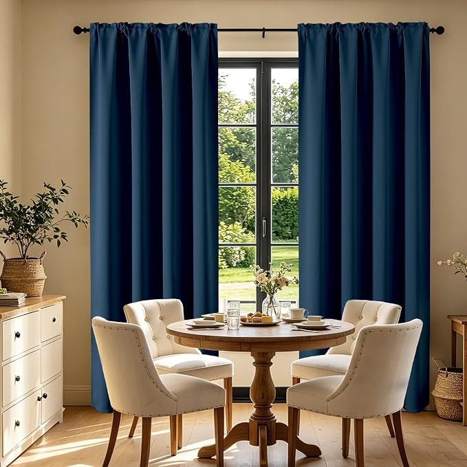 CUCRAF Navy Blue Blackout Curtains 54 inch Length 2 Panels Set, Rod Pocket Room - Image 7