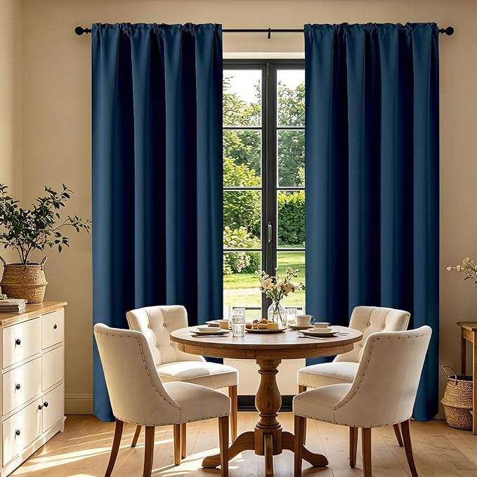 CUCRAF Navy Blue Blackout Curtains 108 inch Length 2 Panels Set, Rod Pocket - Image 7