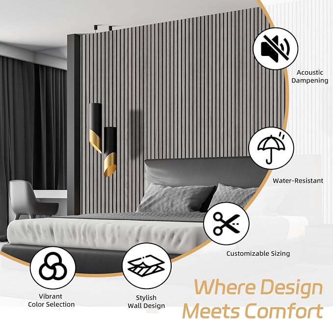 4 Pack Wood Panels for Wall, 106.3" × 11" Wood Slat Acoustic Panels for Wall - Image 9