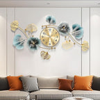 Wall Clocks for Living Room Decor, Large Wall Clock, 3D Creative Metal Ginkgo by Axioglo
