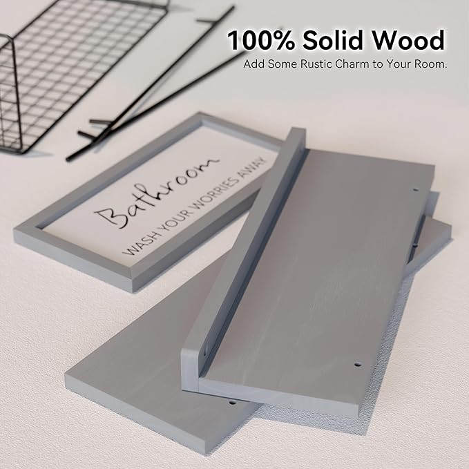 WOPITUES Floating Shelves for Wall Decor Sign, Bathroom Organizers and Storage - Image 4