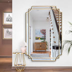 HQiJun Gold Mirror for Wall, Polished Bevelled Rectangle Mirror, Modern - Image 4