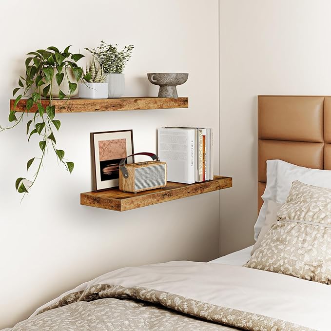 Fixwal Wood Floating Shelves for Wall, Bathroom and Kitchen, Wall Shelves for - Image 6