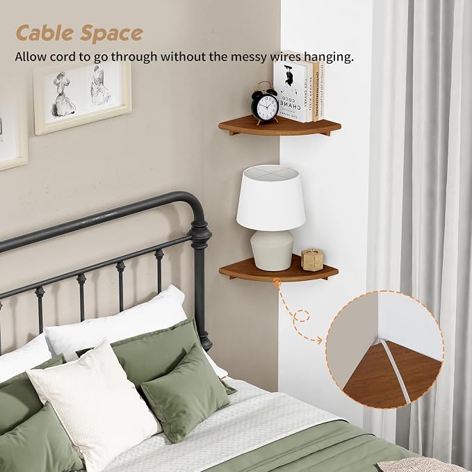 Forbena Walnut Brown Floating Corner Shelves - Image 5