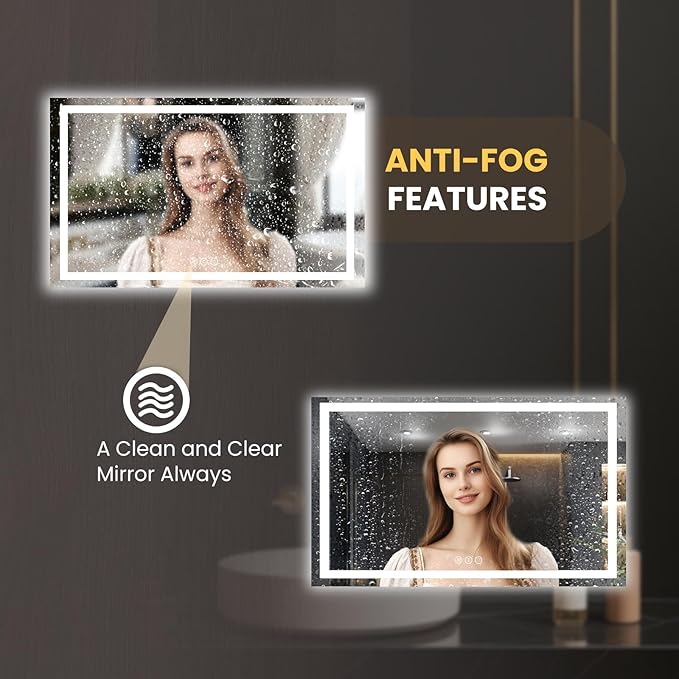LOAAO 55"X40" LED Mirror for Bathroom, Lighted Bathroom Mirror - Image 4