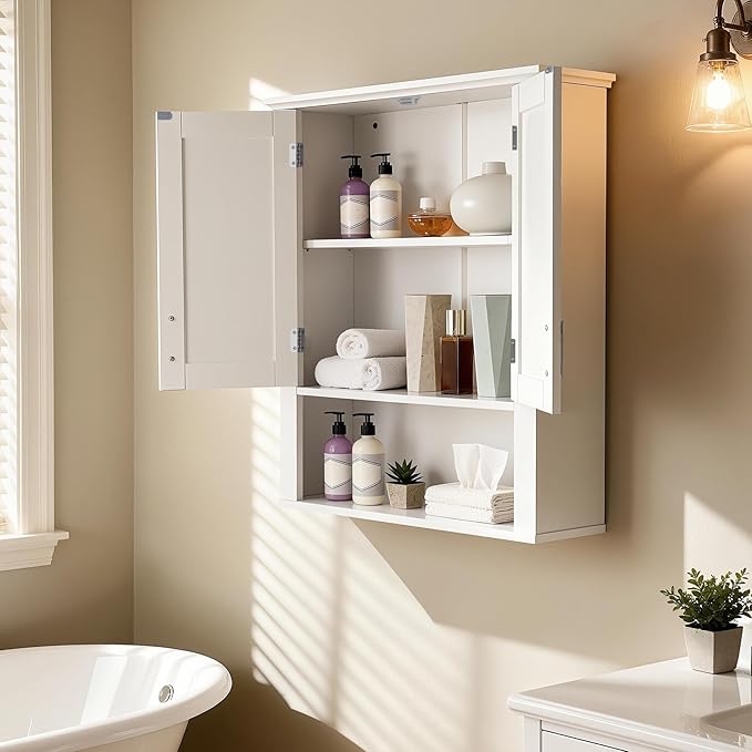 SUPER DEAL Bathroom Wall Cabinet Over The Toilet, Wall Mount Storage Medicine - Image 4