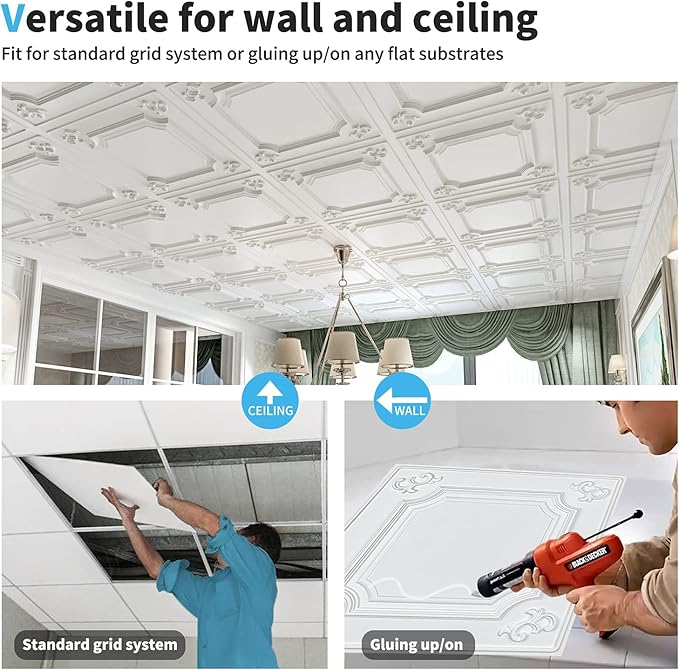 Art3d Drop Ceiling Tiles 24x24 in White, Wainscoting Panels Glue Up 2x2 - Image 6