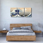 Wieco Art Great Wave of Kanagawa Katsushika Hokusai 3 Piece Modern Canvas - Image 5